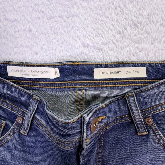 Anthropologie Pilcro & The Letterpress Jeans Embroidered Fringe Boho Slim 28 - Picture 6 of 10